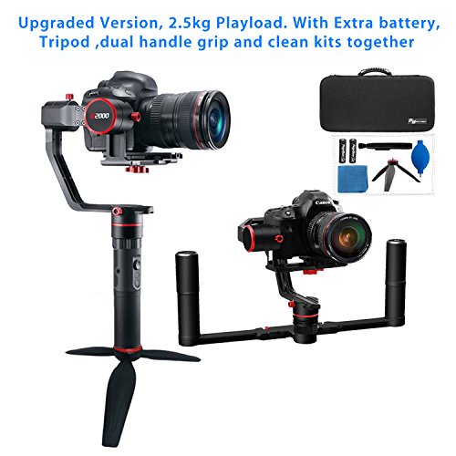 Feiyutech a2000 Upgraded Dual Grip Handle Kit for DSLR Camera, Foldable Handle,Compatible with NIKON/SONY/CANON Series Camera and lens, 2.5KG Payload, damping Sliding Arm including Tripod