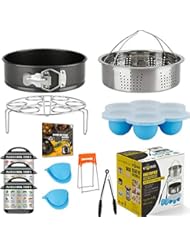 Insta-Pot-Accessories-Set, Instapot Accessory Compatible with Instant Pot 6 Qt 8 Quart, with Steamer Basket Cheesecake Pan Egg Steam Trivet Silicone Mold Mitts Tong, Made of 18/10 Stainless Steel
