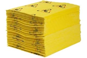 Brady SPC CH200 BRIGHTSORB 15"x 19" Light Weight Multi-Purpose Absorbent Pads with Slip Hazard Warning - 200 ct