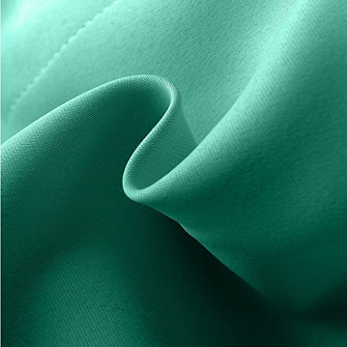 cololeaf Flame Retardant/Resistant Blackout Room Darkening Thermal Insulated Grommet Curtain For Home, Kitchen, Office, Hotel, School, Cinema and Hospital- Turquoise 52W x 96L Inch (1 Panel)