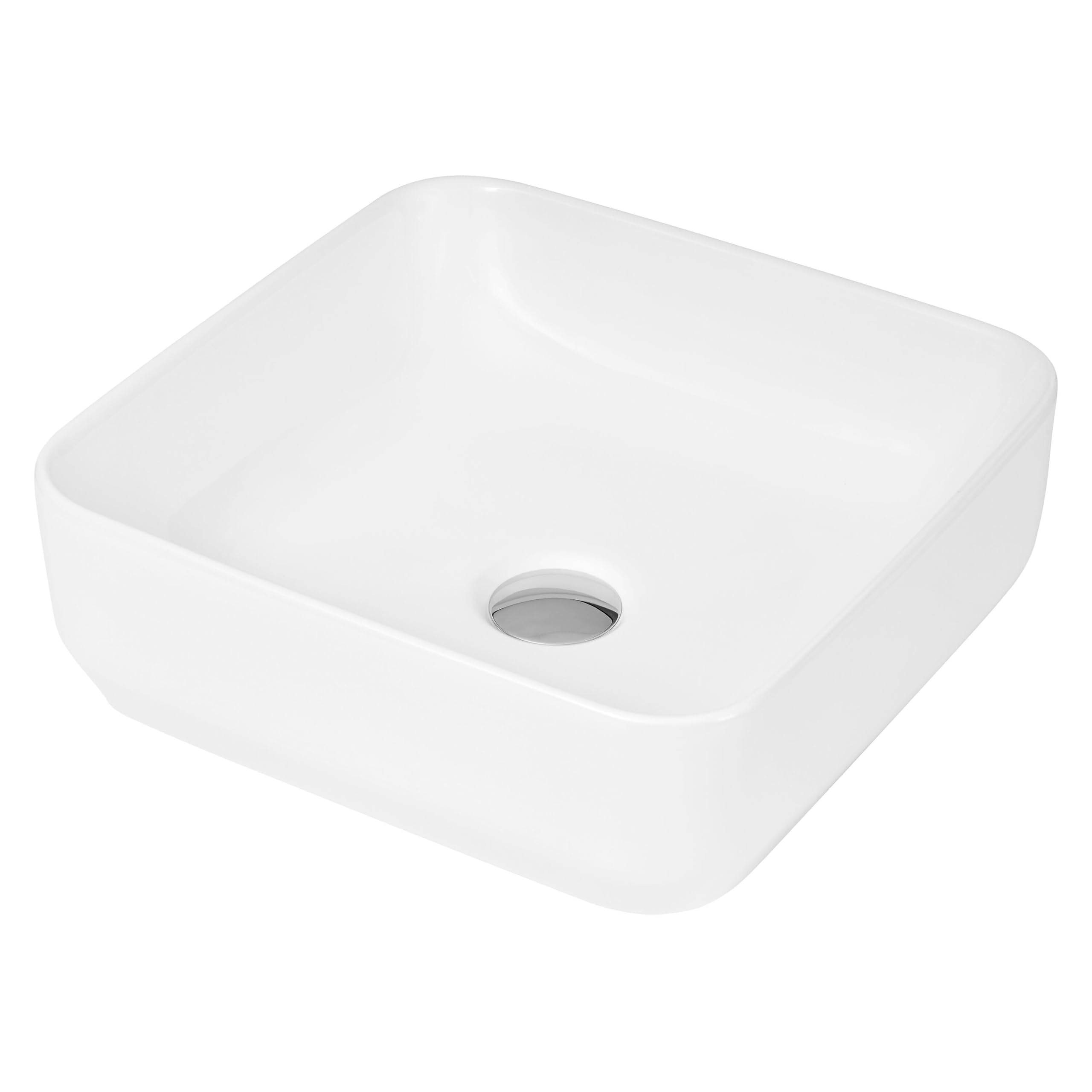 Balterley 360mm Countertop Vessel Bathroom Sink, Ceramic Soft Square Bowl Bathroom Wash Basin Sink, No Tap Hole, Countertop Basin Sinks for Bathrooms and Cloakroom - 365 x 365 x 120mm (White)