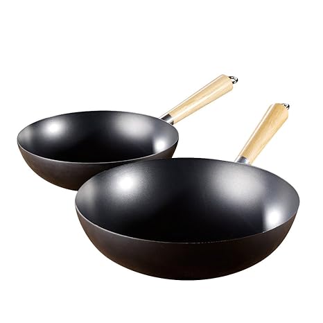 ProCook Wok, Kohlenstoffstahl, 2-teiliges Set