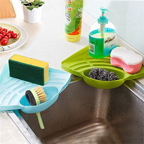 2Pcs Practical Kitchen Sink Corner Storage Rack Sponge Holder Wall Mounted tray kitchen organizer shelf accessories spice rack