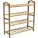 Bamboo Shoe Rack, Natural Bamboo 100% Natural Flat Bamboo Shoe Rack 4-Tier Entryway Shoe Shelf Storage Organizer for Closets, Bedrooms or Doorways