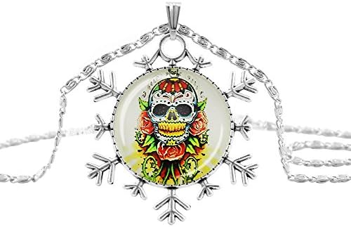 Pop Wild Round Face Skull Ancient Silver-plated Snowflake Necklaces