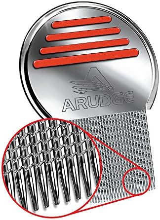 Head Lice Treatment Egg &amp; Nit Removal Terminator Comb By Arudge Stainless Steel Spiral Grooved Teeth Ergonomic Design With Anti Slip Bands