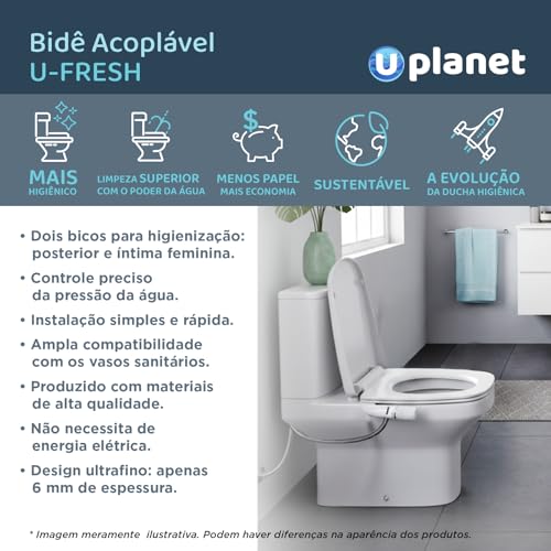 Ducha Higiênica Bidê U-Planet - Modelo U-Fresh Luxo Jato Duplo