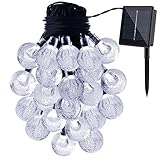 GDEALER Solar String Lights 20ft 30 LED White Crystal Ball Waterproof Outdoor String Lights Solar Powered Globe Fairy String Lights for Garden, Home, Landscape, Christmas Decoration (1)