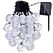 GDEALER Solar String Lights 20ft 30 LED White Crystal Ball Waterproof Outdoor String Lights Solar Powered Globe Fairy String Lights for Garden, Home, Landscape, Christmas Decoration (1)
