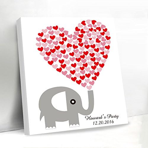 Elephant Guestbook for Baby Shower Canvas Elephant Guest Book Alternative Heart Sign Birthday Party Guestbook
