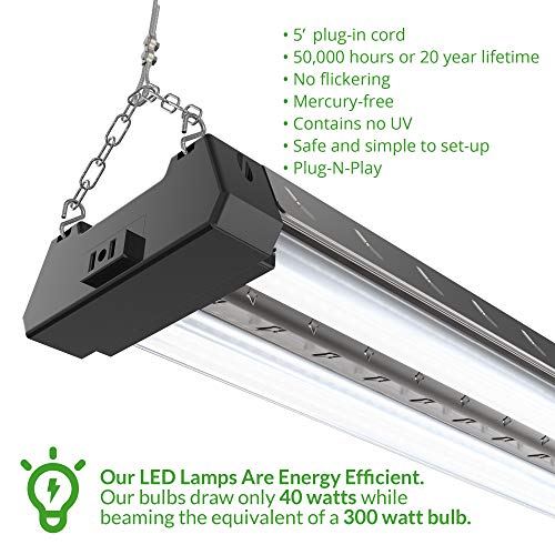 image for Sunco Lighting 4 Pack Industrial LED Shop Light, 4 FT, Linkable Integr