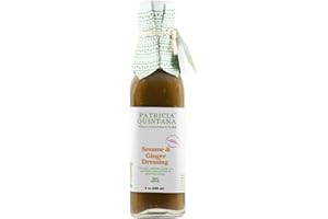 Patricia Quintana Sesame & Ginger Dressing - Flavorful Artisanal Salad Dressing and Marinade, Made with Virgin Avocado Oil. Perfect for salads, wraps, sandwiches, vegetables and more. (8 oz Bottle)