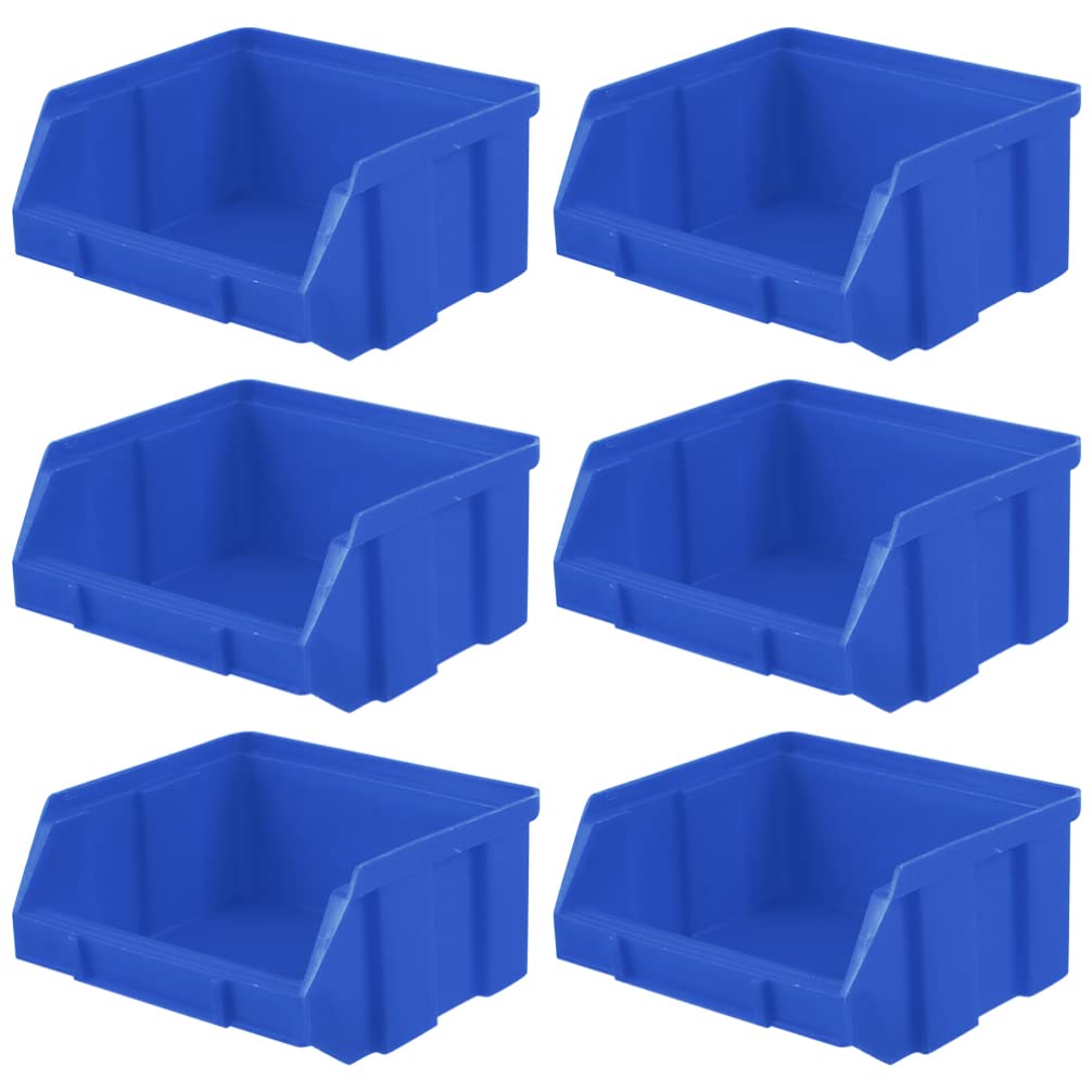 Alipis Plastic Storage Box with Compartments 6-Pack Nesting Small Parts Bins for Hardware Accessories Organization in Workshop Home Office