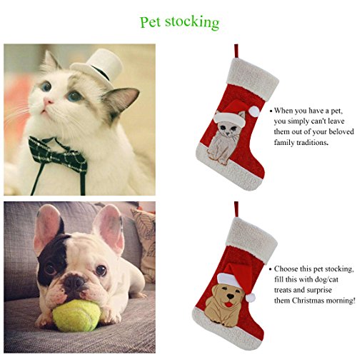 Wewill Christmas Holiday Pet Theme Embroidered Stockings Cute Gift Socks, 20 Inch (Dog)