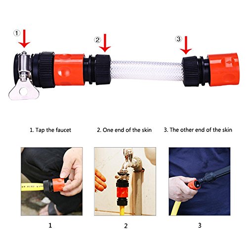 KOBWA Car Wash Brush Length-Adjustable Auto Rotating Pressure Car Washing Brush Kit, Spray Water Clean Tool with Soap Reservoir Home Cleaning Tool