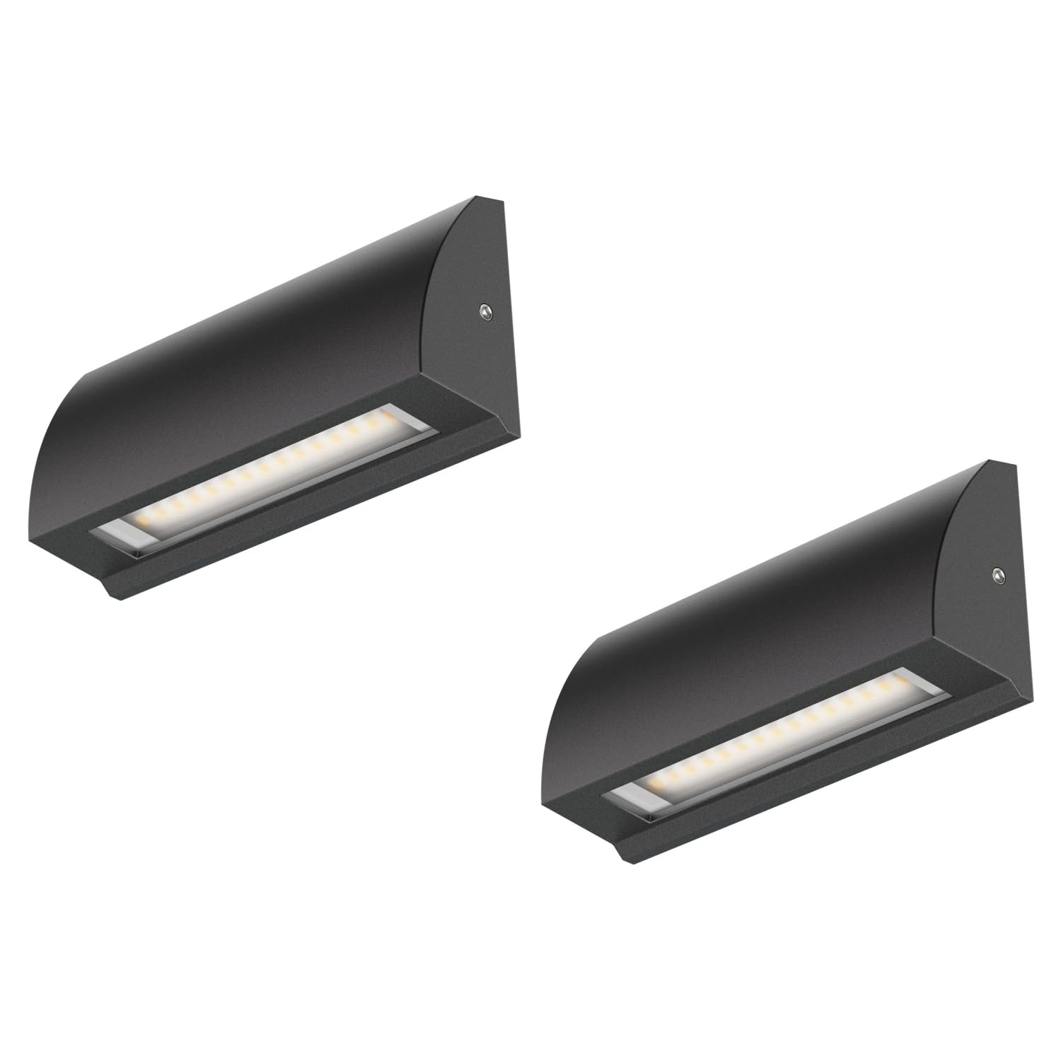 ledscom.de 2 LED wall Light/Staircase Light SEGIN for Outdoors, IP54, Flat, Downlight, Black matt, Angular, 3.8 W, 265lm, Warm White