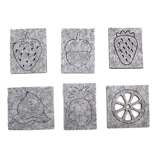 Shuohu 6Pcs 12 Fruit Head + 4 Geometry DIY Felt Mold Strawberry/Pineapple DIY Craft Applique Stencil Template 6pcs
