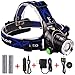 Zoomable 1800 Lumens Led Flashlight Headlamp Headlight, Hands-free Flood Light Spot Light for Camping Running Reading, Head Lamp Light with 3 Light Modes , Rechargeable 18650 Batteries Included