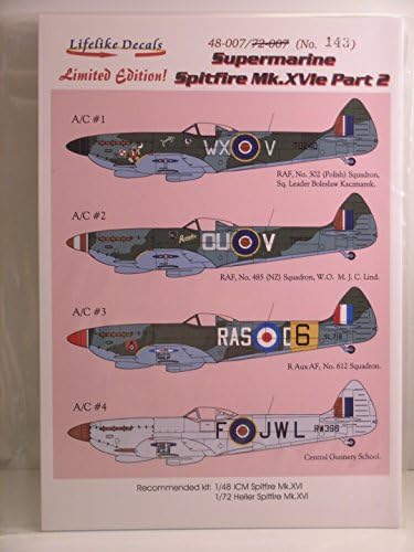Lifelike Decals---1/48 Scale Decals---Supermarine Spitfire Mk.XVIe Part 2