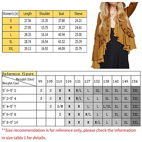ASMAX Womens Vintage Ruffle Lightweight Open Front Coat Cardigan Jacket(S,Khaki) - Thumbnail 6