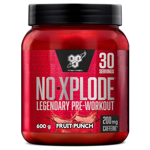 BSN Nutrition N.O.-Xplode Pre Workout Powder with Creatine Monohydrate, Beta Alanine, Caffeine, Vitamin D and Vitamin B Complex, Fruit Punch, 30 Servings, 600 g