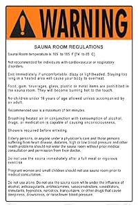 Amazon Warning Sauna Steam Room Regulations Sign Measuring 12 X 