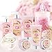 Spa Gift Basket with Pink Peony Fragrance, Perfect Christmas or Birthday Gift For for Women, Gift Set Includes Bubble Bath, Shower Gel, Body Scrub, Body Lotion, Bath Salts, Body Cream, And More
