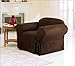 Green Living Group Chezmoi Collection Soft Micro Suede Solid Chocolate Armchair/Arm-Chair Cover Slipcover with Stretch Fit, Elastic Band Under Seat Cushion, Brown