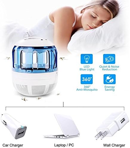 Yeefant 360 Degree Escape Proof Mesh Convenient Energy-saving UV LED Electric Charging Fly Insect Bug Pest Mosquito Trap Drive Away Night Double Use Lamp for Living Room Bedroom Summer