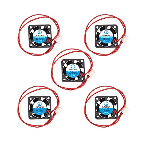 WINSINN 25mm Fan 5V Dual Ball Bearing DC Brushless Quiet Cooling 2510 25x10mm for 3D Printer Notebook - 2Pin 0.1A 0.5W 8500+-5% RPM (Pack of 5Pcs)