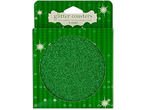 Image of Bulk Buys PC192-24 Green Glitz Glitter Coasters, 24 Piece