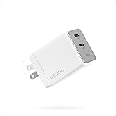 iHome GaN Universal Charger, USB C Block with Power Delivery, Folding Prongs, Travel Friendly, Compact for Phone, Tablet, and USB-C Devices (White, GaN 45W)