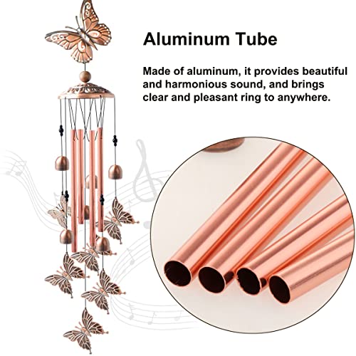 Wind Chimes Outdoor, Butterfly Wind Chimes for Outside, Sympathy Wind Chimes for Loss of Loved One, Memorial Wind Chimes with Hook Sympathy Gift for Home Outdoor Decor
