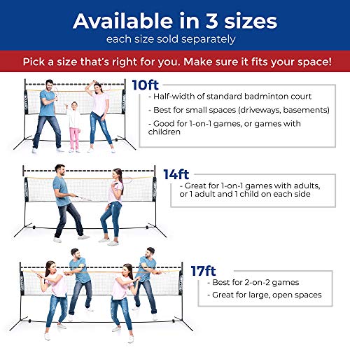 Boulder Portable Badminton Net Set - 14-Ft Size for Tennis, Soccer Tennis, Pickleball, Kids Volleyball - Easy Setup Nylon Sports Net with Poles - for Indoor or Outdoor Court, Beach, Driveway (Renewed) - Thumbnail 5