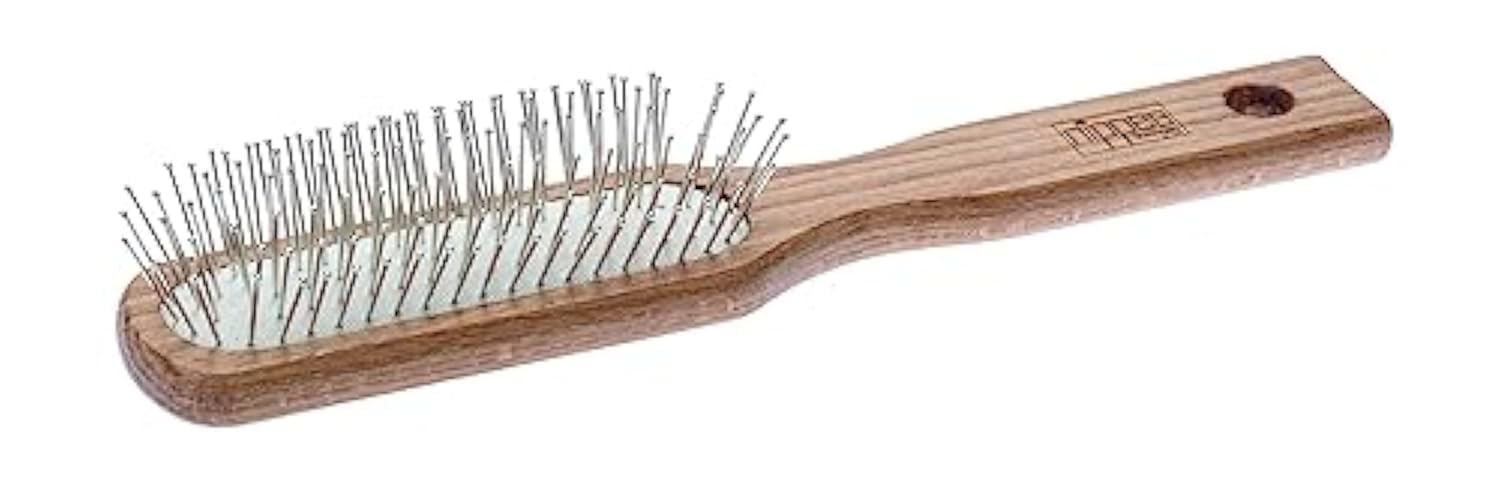 nippes Solingen Pneumatic Brush for Fine or Sensitive Hair | Horsehair/Nylon Blend | Rubber Cushion Provides a Gentle, Bouncy Movement | Dark Brown Beech Handle | Large, Oval — image 1