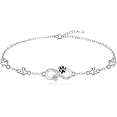Fenthring Cat Dog Paw Print Bracelet Sterling Silver Infinity Heart Puppy Paw Memorial Mothers Day Bracelets for Women Jewelry Gifts