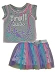 Toddler Girls' Trolls Shirt and Skirt Set -Poppy, Heather Grey (2T)