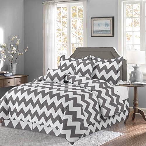 Empire Home Annissa Collection Luxurious 10-Piece Geometric Soft Comforter Set & Bed Sheets Limited-Time Sale!! (Gray Chevron, King Size)