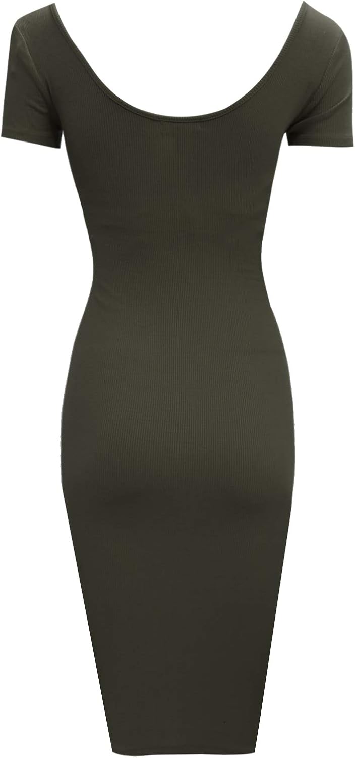 v neck bodycon midi dress
