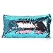 2 Colors Reversible Mermaid Sequins Pillow Sofa Couch Cushion Cover Throw Pillow Case 30cm x 60cm (Acid Blue+ Baby Pink)