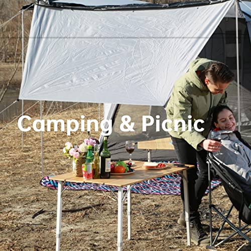 KingCamp Bamboo Folding Camping Table 4 Folds Lightweight With