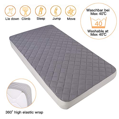 KEAFOLS Waterproof Crib Mattress Protector 28x52, Breathable Protective Mattress Pad Cover Quilted Fitted Baby Bed Sheet for Toddler and Crib - Thumbnail 5