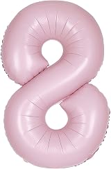 Unique Giant Foil Number 8 Balloon 86 cm Matte Baby Pink