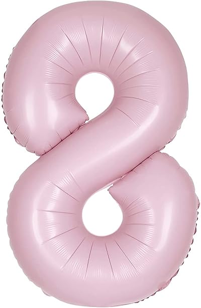 Unique Giant Foil Number 8 Balloon 86 cm Matte Baby Pink