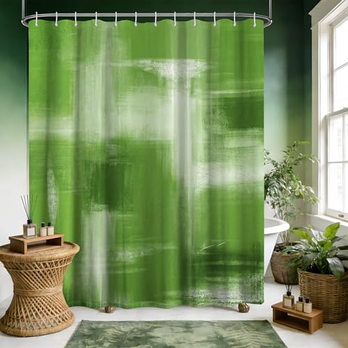 dueeia Green and White Green Oil Extra Long Shower Curtain, Tall… at Amazon