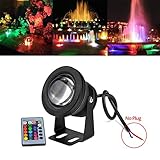 LED Underwater Pond Lights, 10W 12V 1000LM IP68 RGB Diving Fountain Light for Landscape Swimming Pool Pond Piscina Fish Tank Aquarium Car Spotlight Pool Light