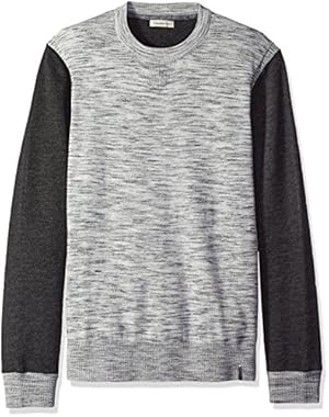 Calvin Klein Jeans Men's Space Dyed Color Block Crew Neck Sweatshirt