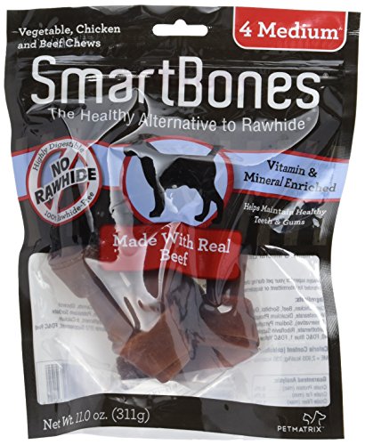 SmartBones SBB-02304 Medium Chews With Real Beef 4 Count, Rawhide-Free
Chews For Dogs