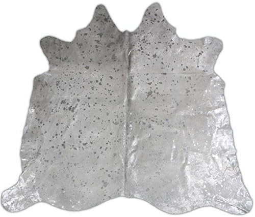 Devore Brazilian Metallic White with Silver Speckled Acid Wash Original Cowhide (6x8)