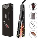Hair Straightener, THZY Flat Iron Hair Straightening Titanium Ceramic Heater & Adjustable Temperature, Digital LCD Display, 1 Hour Auto Shutoff, Dual Voltage for Travel (Black)